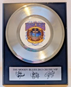 The Moody Blues 2013 Cruise The Voyage VIP Platinum Record Plaque Autographed - Picture 1 of 9