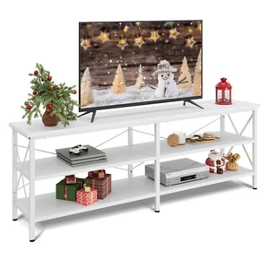TV Stand Entertainment Center TV Media Console with 3-Tier Storage Shelves White - Picture 1 of 7