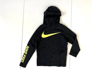 NIKE PRO Black/Yellow Hyper-Warm HOODIE SWEATSHIRT Running Track Gym Kid YOUTH S - Picture 1 of 7