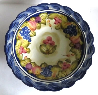 Hand made painted in Portugal deep plate shallow bowl Grapes Design Pasta Salad - Image 1 of 4