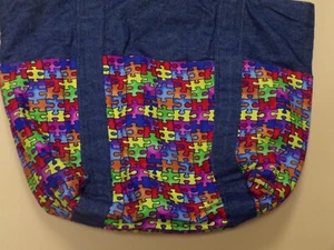 Autism Awareness Wende-Tragetasche mit Puzzles und Friedenszeichen - Bild 1 von 6