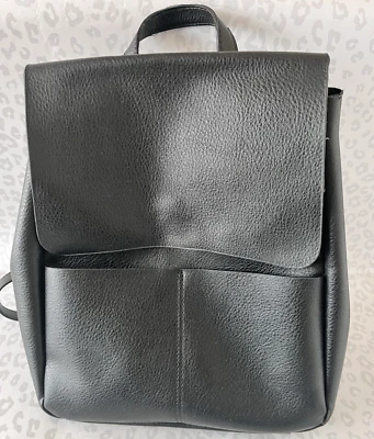 Next Faux Leather Black Rucksack Damaged Edges 11" x 10" x 6" - Image 1 of 4