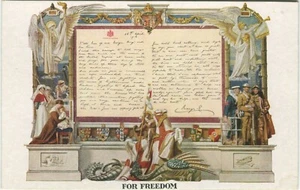 FOR FREEDOM, QUEENS LETTER, WWI PATRIOTIC - Military Art Postcard Tuck - Picture 1 of 2