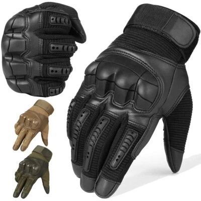 Touch Screen Motorcycle Leather Full Finger Gloves Motorbike Bikes Moto ATV Mens - Image 1 of 4