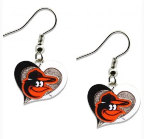 Baltimore Orioles MLB Team Swirl Heart Earrings Cover