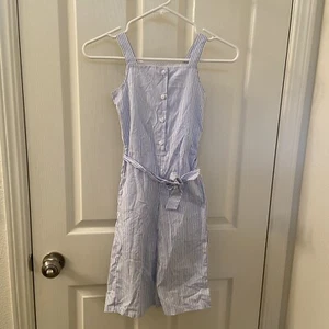 Gymboree Striped Jumpsuit Romper Blue White Girls Size 5 - Picture 1 of 9