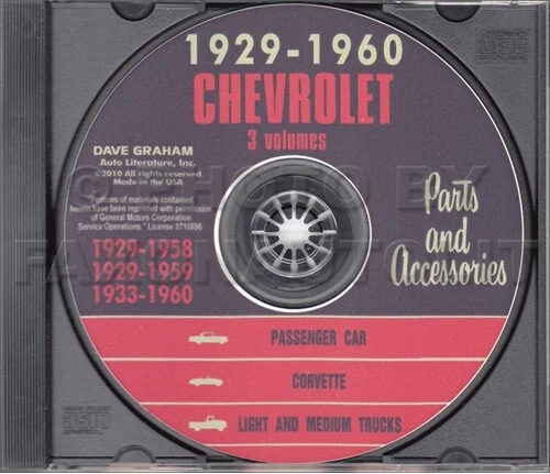 1958 1959 1960 Chevrolet Parti Libro CD Impala Corvette Camion Biscayne Bel Aria - Immagine 1 di 1