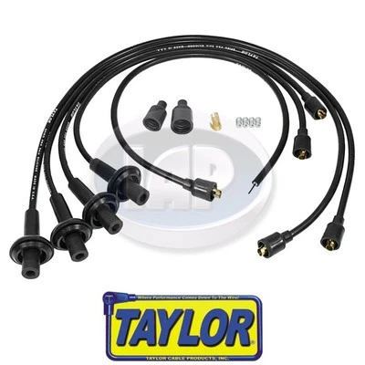 TAYLOR 8MM BLACK SPARK PLUG WIRES SET vOLKSWAGEN T1 BUG BEETLE T2 BUS GHIA SUPER - Image 1 of 3