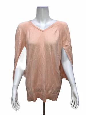 Suéter pulôver feminino H by Halston gola V martelado capa sorbet pêssego tamanho 1X - Imagem 1 de 2