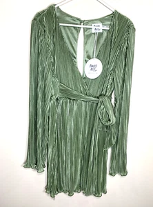 Abito Principessa Polly Taglia 12 Verde Mini Manica Lunga Pieghettato Cravatta Vita Cindie - Foto 1 di 14