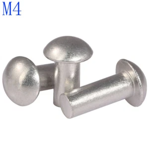 M4 4 mm Pan Knopfkopf Rändelnieten massiv Aluminium Nietverschlüsse Mutter Einsatz - Bild 1 von 4