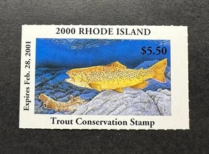 WTDstamps - 2000 RHODE ISLAND - State Trout Fishing Stamp - Mint OG NH - Picture 1 of 2