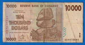 Zimbabwe 10000 10,000 Dollars 2008, P-72, Circulated Note **RARE** AA0475684 - Picture 1 of 2
