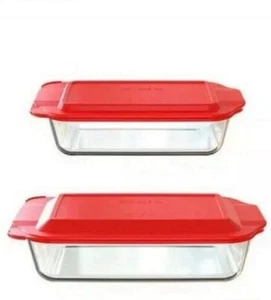 Juego de 4 platos para hornear de vidrio PYREX 3" de profundidad con 2 tapas 5 cuartos 3,1 cuartos - Imagen 1 de 1