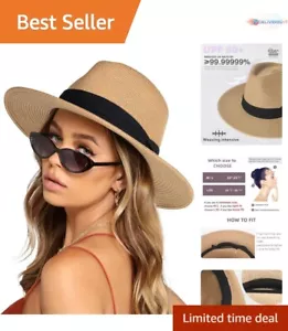 Classic Packable Straw Summer Fedora Hat for Men and Women - Multiple Colors - Picture 1 of 11
