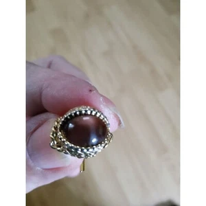 Vintage Swank Cat's Eye / Dragon Eye Goldtone Tie Tack - Picture 1 of 5