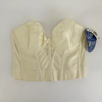 Antigo Va Bien Feminino Longline Bustier Sem Alças Espartilho Renda Creme 38C Noiva Novo com etiquetas - Imagem 1 de 4
