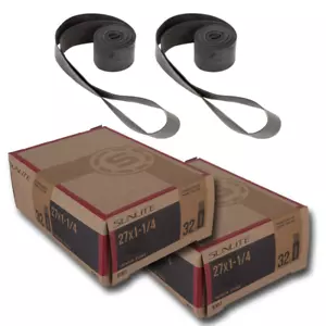 2 PACK - Sunlite Inner Tubes 27x1-1/4 Schrader Valve + 27" Rubber Rim Strips - Picture 1 of 1