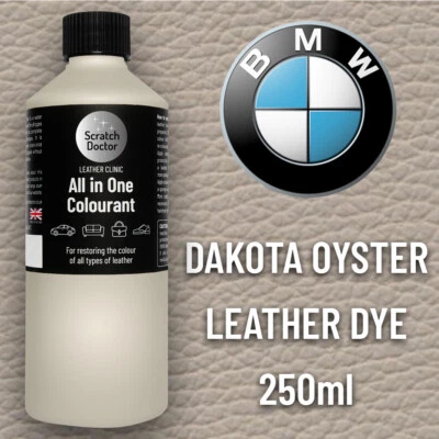 THE SCRATCH DOCTOR Pintura de cuero para asiento de coche BMW DAKOTA OYSTER todo en uno 250 ml tinte para reparación.