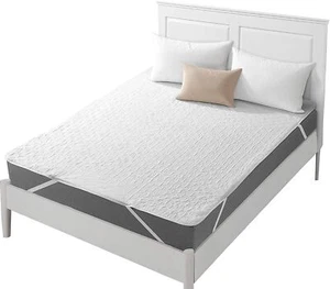 Quilted Fitted Mattress Pad Cover Waterproof Sheet King Mattress Protector wi... - Picture 1 of 7