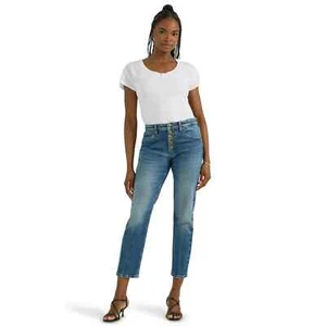 Lee Women's Size 2M Heritage Slim Straight Buttonfly Jean, Petal Blue Color, - Picture 1 of 7