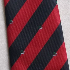 Tie Necktie Vintage Mens Crested Club Association Society RED BLACK STRIPED - Picture 1 of 4