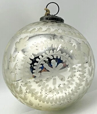 Juego de 2 adornos navideños grandes de vidrio de mercurio Pottery Barn de 6 pulgadas al por menor $100 Foto 1 de 2