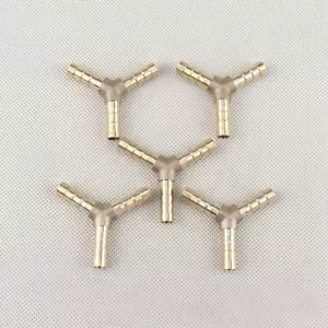 5PcsY-3 1/4"Way Brass Hose Barb Fitting Pipe Tubing Splicer Fuel Water Gas Air - Picture 1 of 4