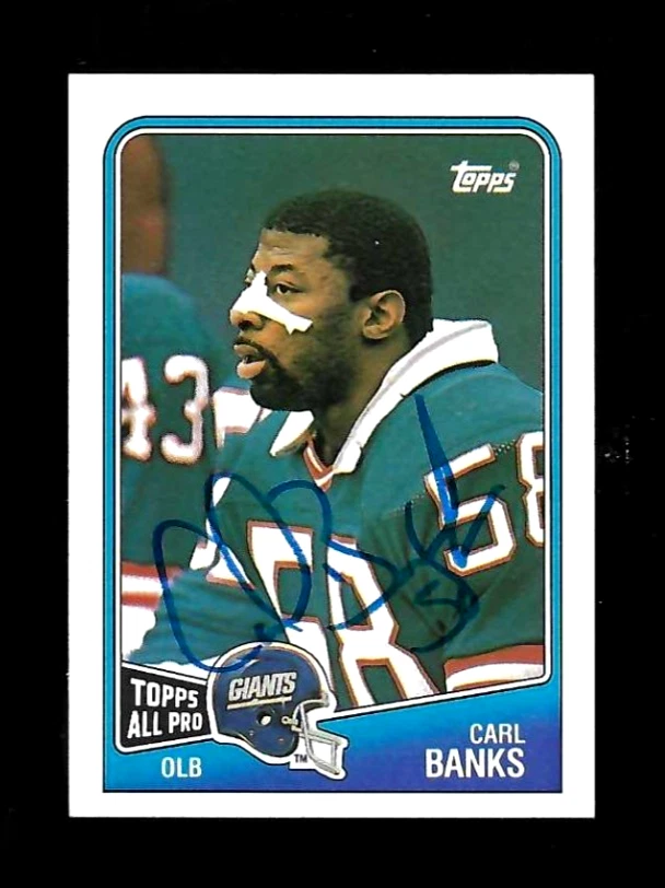 CARL BANKS New York Giants 1988 Topps All Pro SIGNED / AUTOGRAPH Football Card - Image 1 of 1