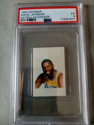 1988 Fournier Estrellas Sticker Magic Johnson PSA 5 Graded Basketball Card NBA - Imagen 1 de 3