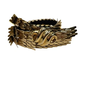 Vintage Art Deco Gold Tone Snake Chain Belt Adjustable Clasp Waist Accessory - Picture 1 of 5