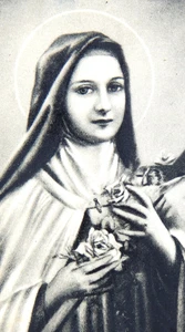 1930s HOLY PRAYER CARD MARY WITH ROSES CATHOLIC CHURCH ANTIQUE RELIGIOUS VINTAGE - Picture 1 of 3