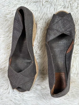 Tory Burch Alpargata Metálica Filipa Lona Cuñas Tacones Mujer Talla 8.5B Foto 1 de 4