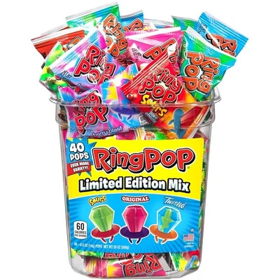 Ring Pop Hard Candy Pops, paquete de variedad, 560 gramos, 40 unidades Foto 1 de 4