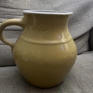 Antique UHL Pottery Stoneware Crock Pitcher Jug Yellow Glaze 8 1/2” Farmhouse - Picture 1 of 11