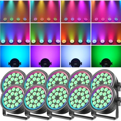 18 LED RGBW Par Wash Stage Lighting Quiet DMX Light Disco Party Show Wedding - Image 1 of 4
