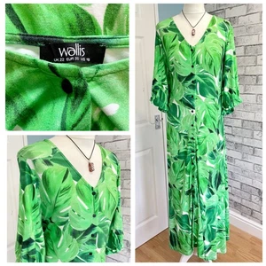 Wallis Dress Plus Size 22 Shift Maxi Stretchy Button Down Floral Summer Holiday - Picture 1 of 17