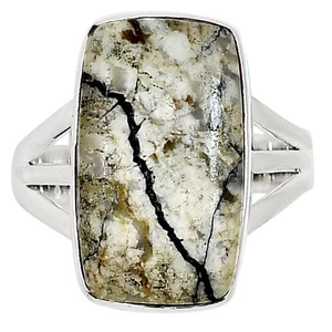 Auténtico Anillo de Plata de Ley 925 Turquesa Búfalo Blanco s.8 Joyería R-1003 - Imagen 1 de 5