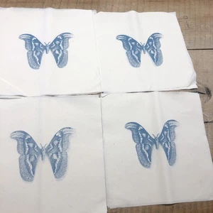 20  Quilt Squares Pre- Stamped Blocks 11” Square Moth/Butterfly. (Blue) - Picture 1 of 4