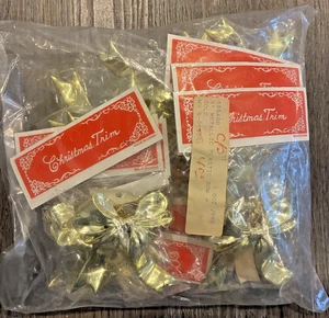 Vintage SEALED Lot 12 CHRISTMAS Trim GOLD Metallic BOW Ornaments REGENCY FLOWERS - Picture 1 of 4