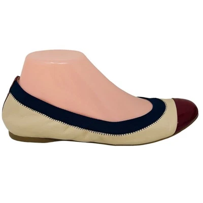 Zapatos planos de ballet J Crew talla 7,5 bloques de colores de cuero hechos en Italia sin cordones Foto 1 de 4