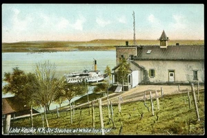 STEAMER STEUBEN AT WHITE TOP DOCK - LAKE KUEKA, NY POSTCARD - Picture 1 of 1