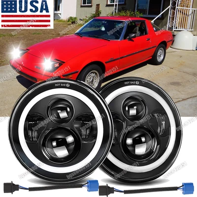 Nuevo par de faros LED de 7" de haz alto bajo ojos de ángel lámpara para Mazda RX-7 1979-1985 Foto 1 de 4
