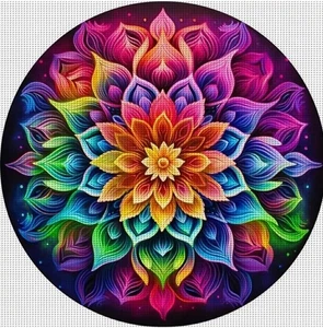 Vibrant Floral Cross Stitch Kit Geometric cross-stitch Embroidery Needlepoint - Picture 1 of 7