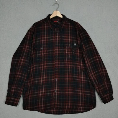 Camisa de franela Wolverine para hombre XL negra a cuadros manga larga con botones ropa de trabajo Foto 1 de 4