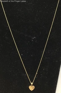 14k Yellow Gold Necklace & Lil Sis Heart Charm/Pendant w Rose Gold Flower - Picture 1 of 6