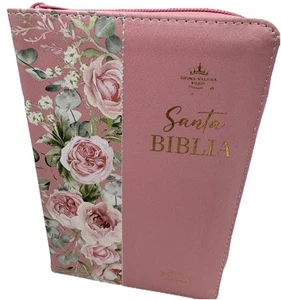 Biblia Para Mujer Cierre RVR.1960 Letra Grande Tamaño Portátil Rosa/Floral Index - Bild 1 von 11
