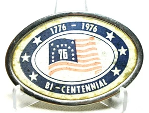 Bandera patriótica ovalada de Estados Unidos 1976 con hebilla de cinturón del bicentenario 1776-1976 - vintage - Imagen 1 de 7