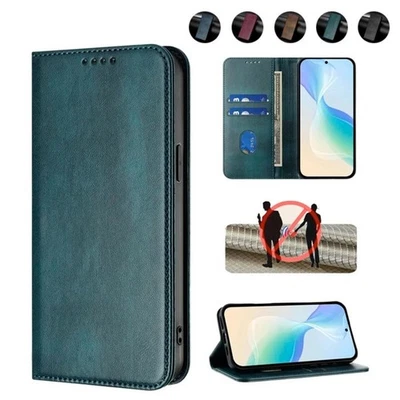 Genuine Leather Wallet Case Slim Flip Cover for Xiaomi Redmi Note 12/13/14 Pro+ - Image 1 of 4