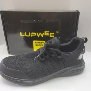 Lupwee Steel Toe Work Shoes Men's 8.5 Black Safety Sneakers Lightweight Non-Slip - Picture 1 of 11